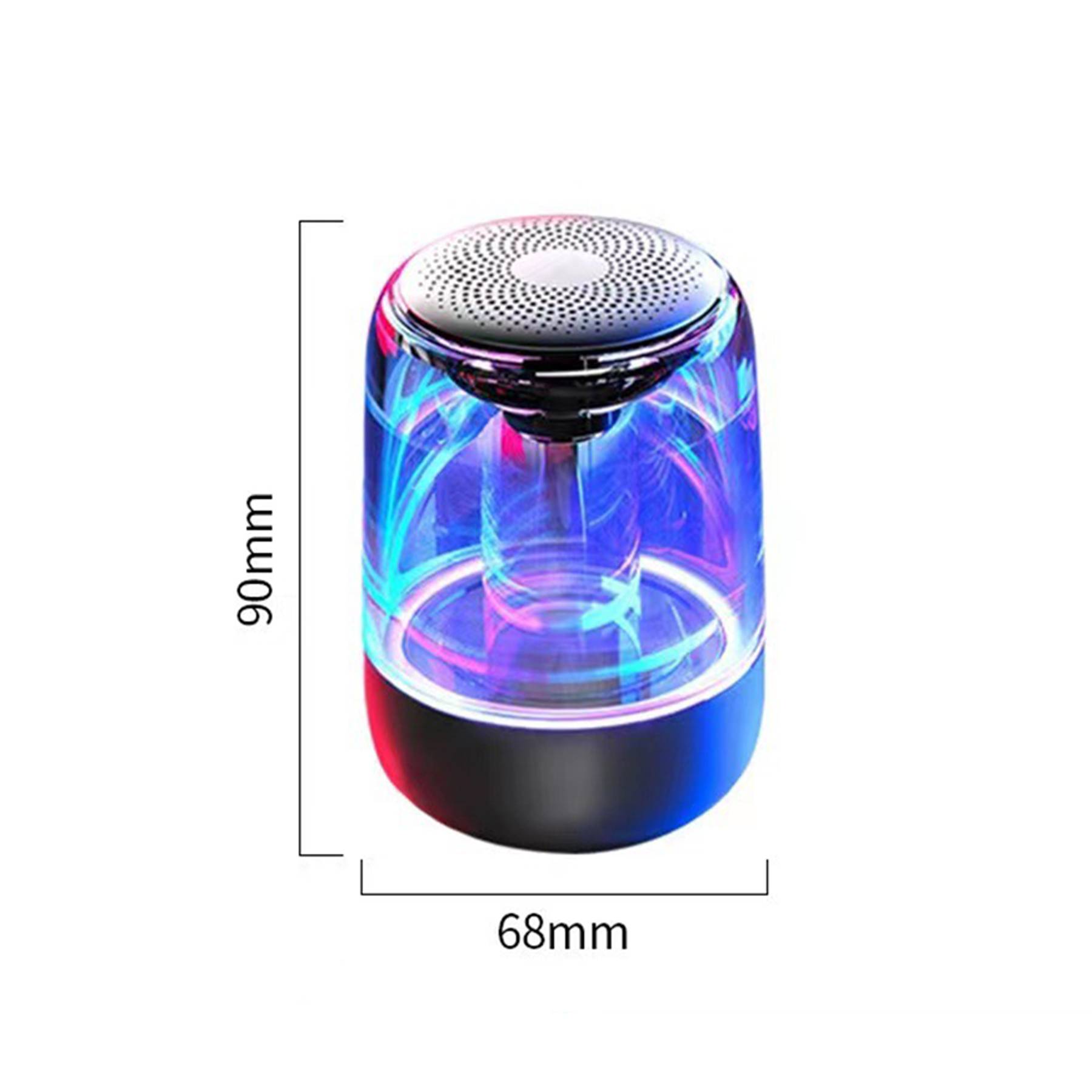 Portable Crystal Glass Wireless Speaker With Colorful Light 3