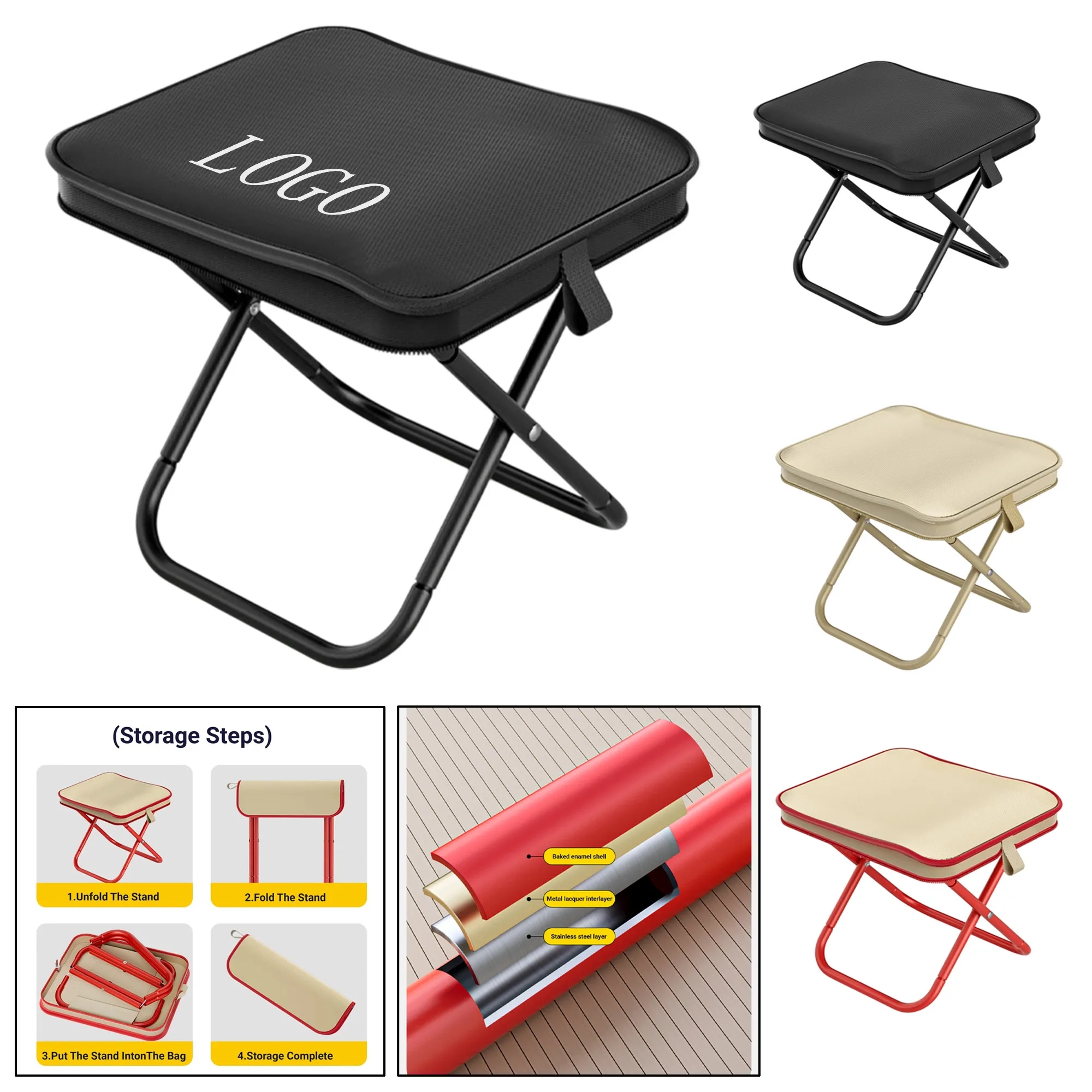 Portable Folding Stool with Storage 5