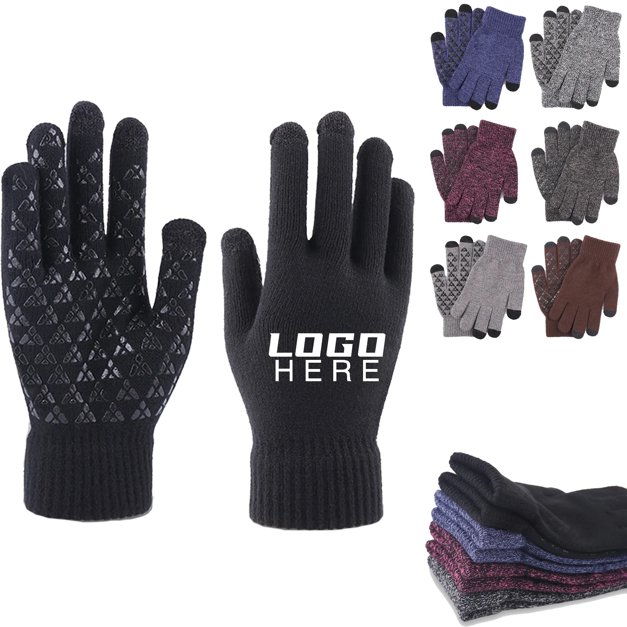 Stretch Warm Touch Screen Knit Gloves MOQ50pcs 1