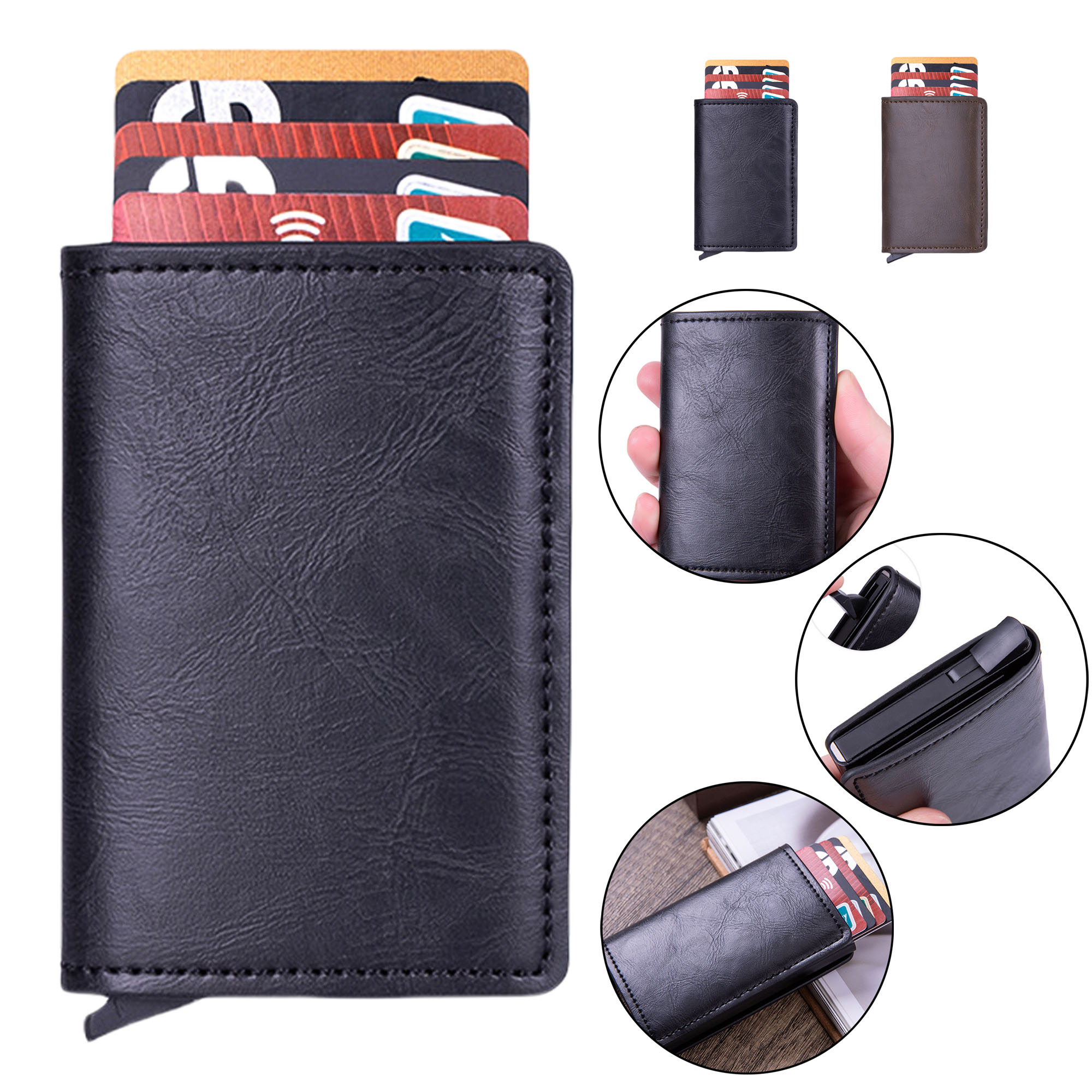 RFID Blocking Metal Card Holder Wallet with Auto Eject 3