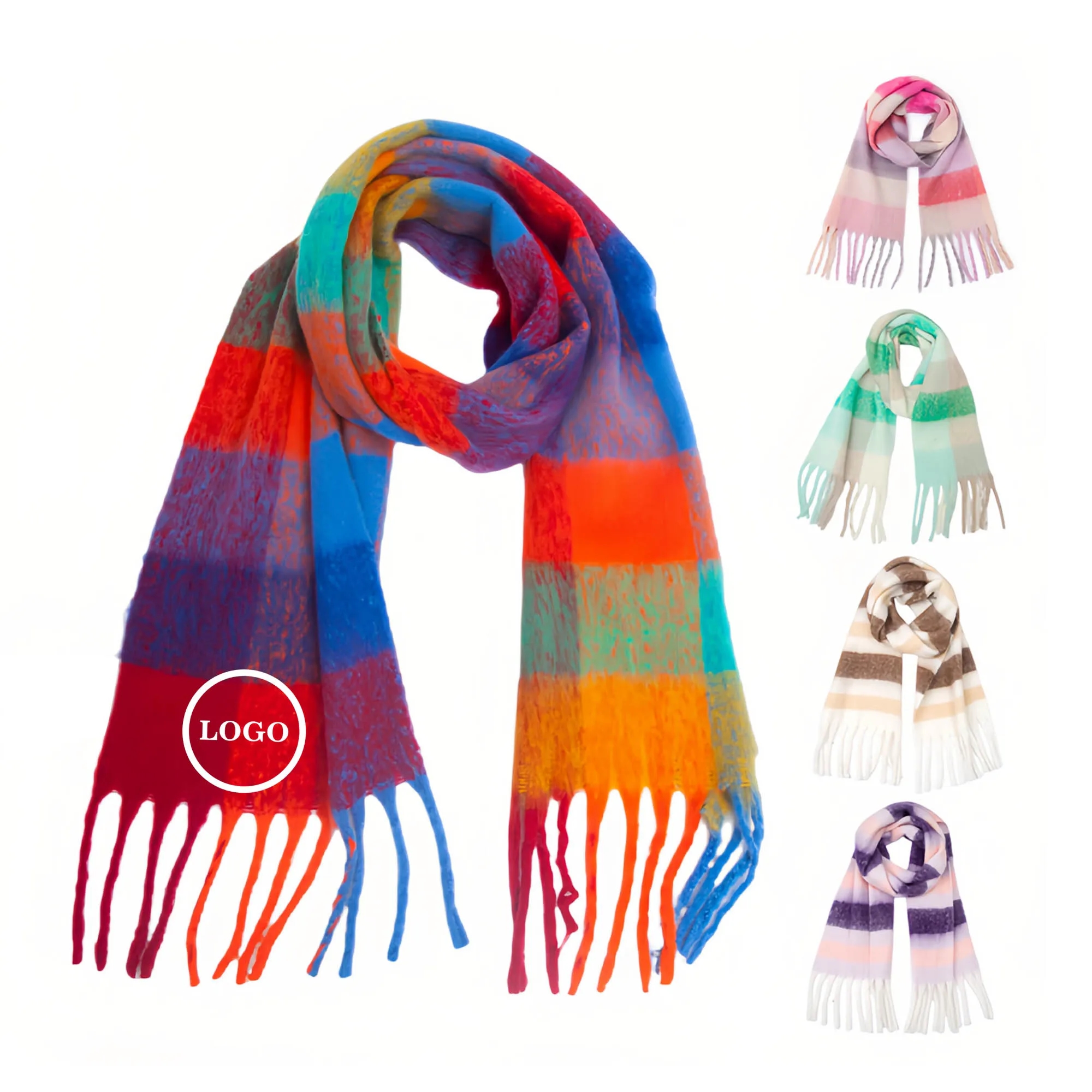 Colorful Wool Blend Plaid Scarf 4