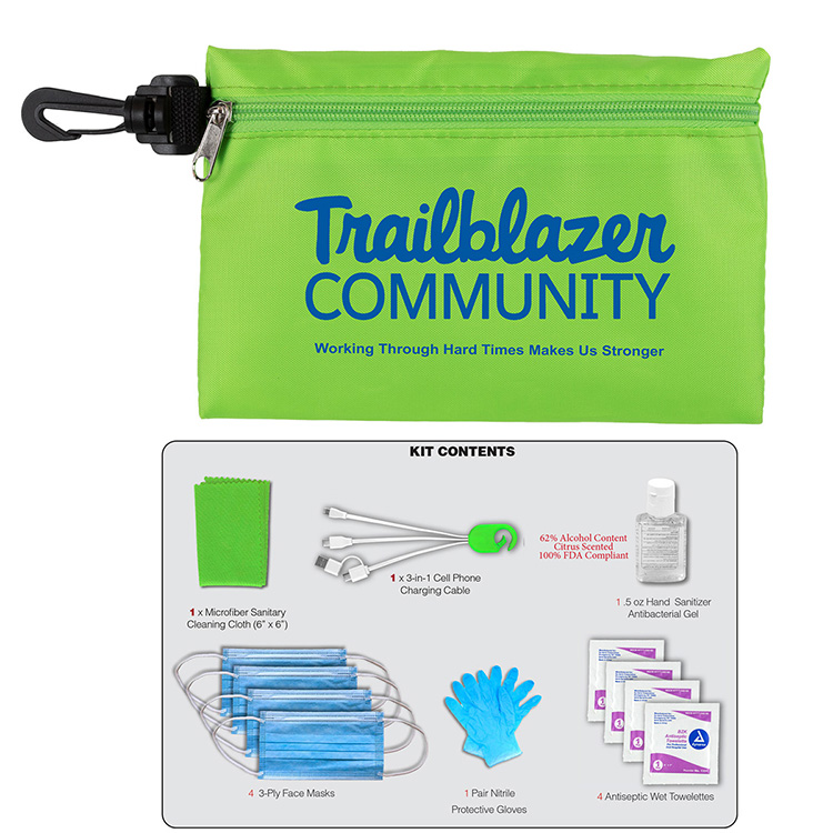 "Jupiter" 12 Piece Safety Kit in Zipper Pouch with Carabiner Attachment 8