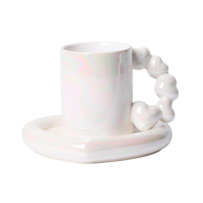 Custom 10 OZ. Ceramic Tea Cup Coffee Mug with Saucer Set 6
