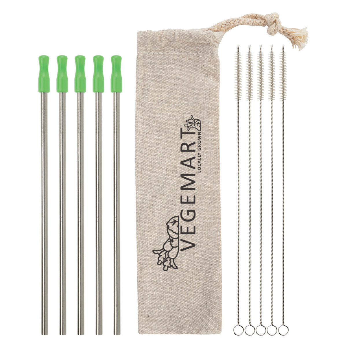 5-Pack Stainless Straw Kit with Cotton Pouch 14