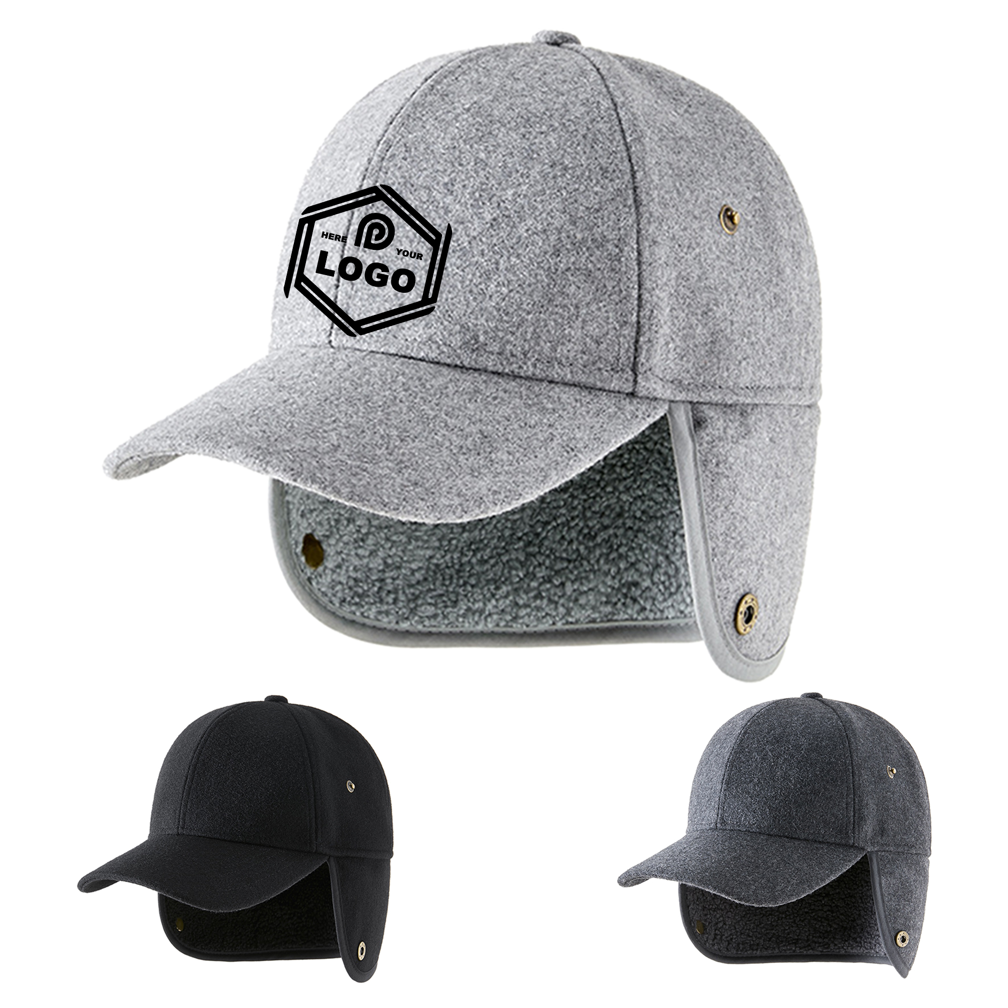 Wool Baseball Cap with Ear Covers for Winter 2
