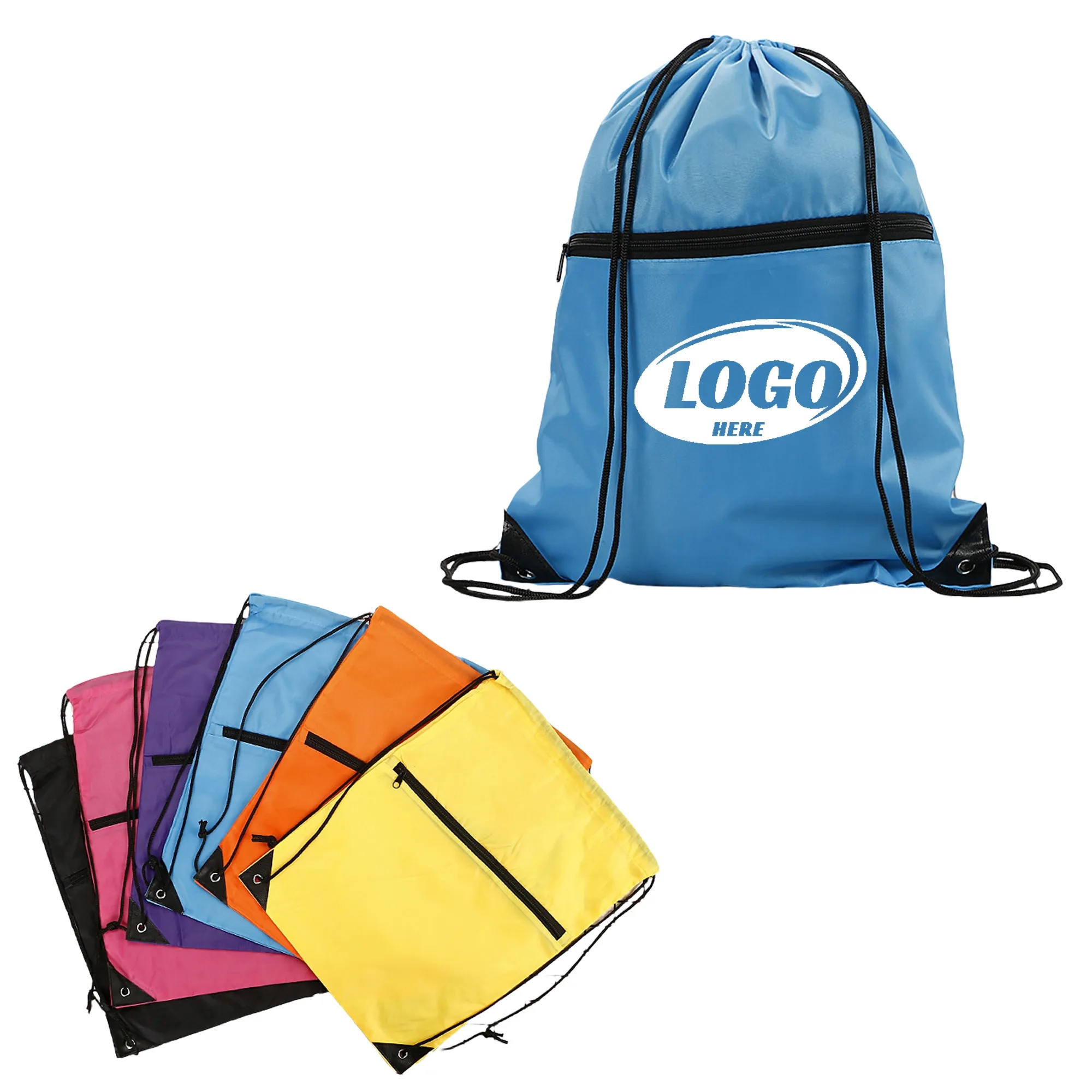 Drawstring Backpack with Zipper 2