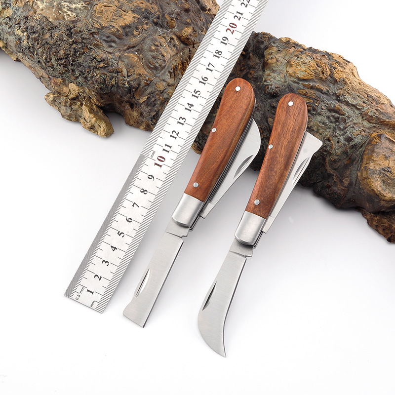 Stainless Steel Folding Pocket Knife with Wooden Handle 7