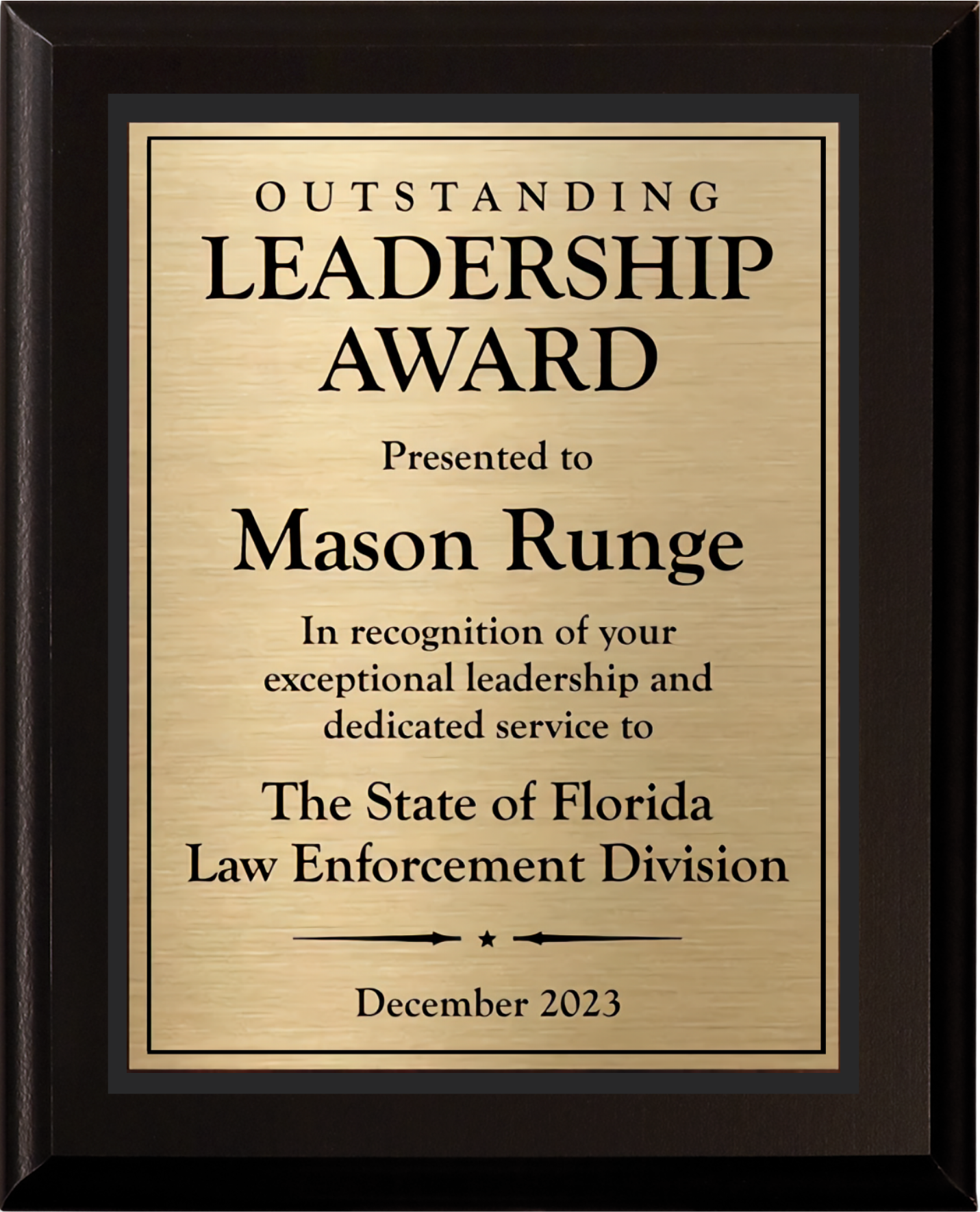 Black Matte Plaque w/ Choice of Double Engraved Plate 12