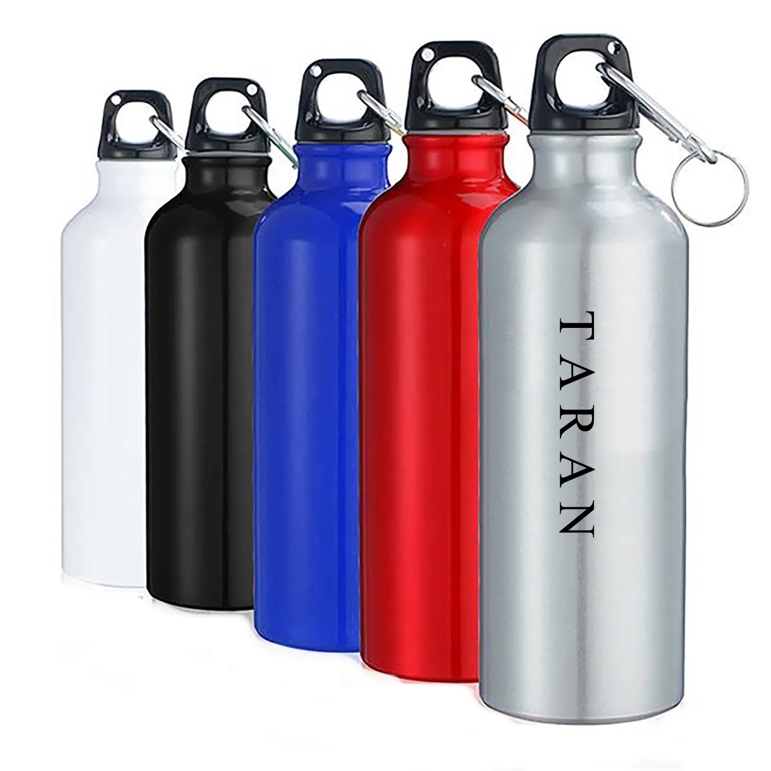 Aluminum Water Bottle with Carabiner, custom water bottle with logo imprint 2