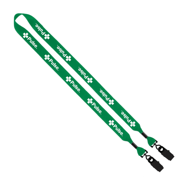 3/4" 2-Ended Polyester Lanyard with Metal Crimp & Metal Bulldog Clip 34