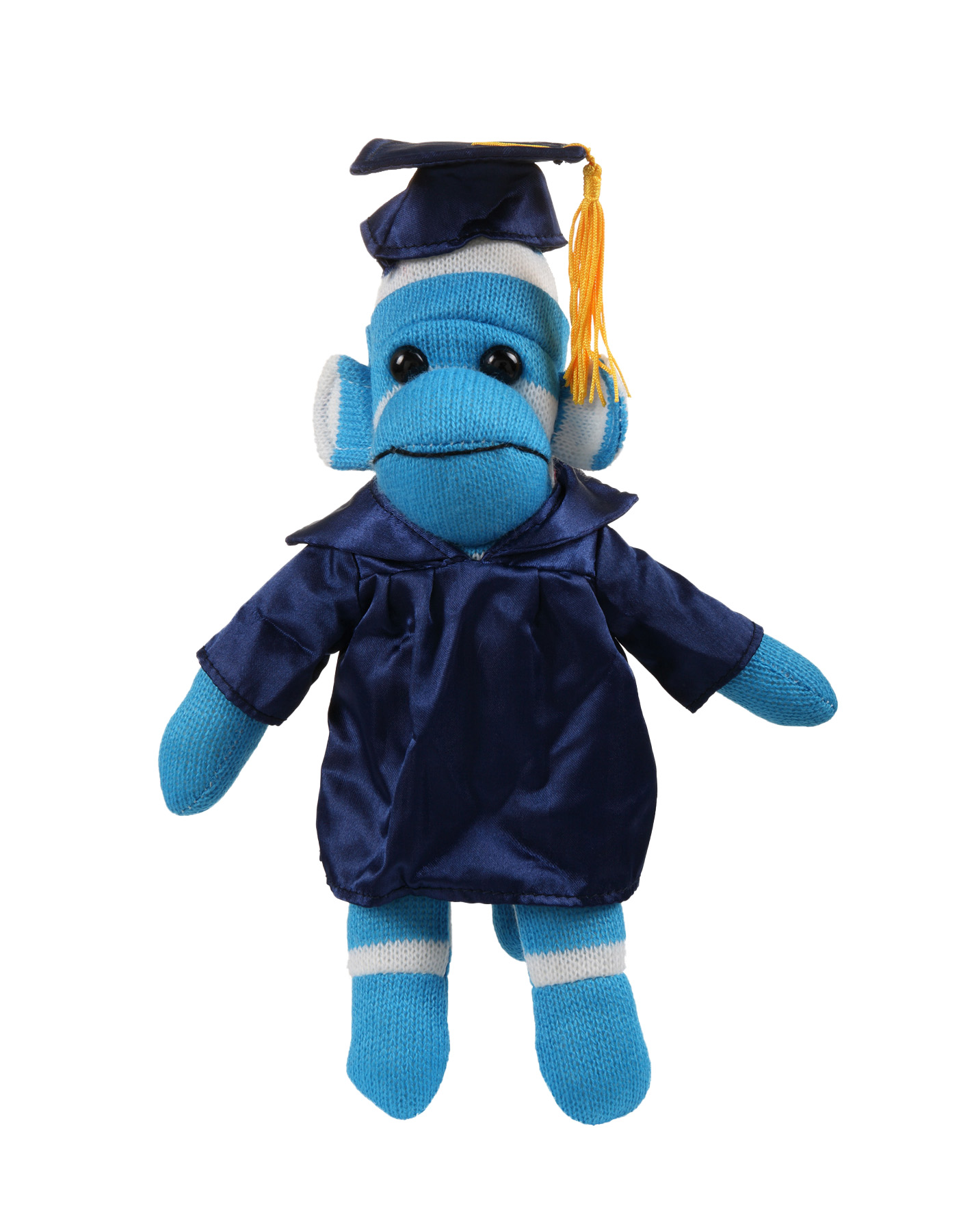 Blue Sock Monkey (Plush) in Graduation Cap & Gown 4