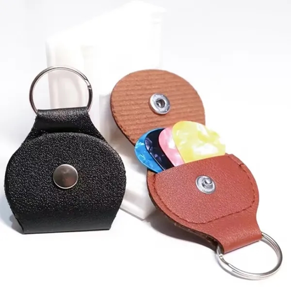 Leather Guitar Pick Holder Case Keychain 10