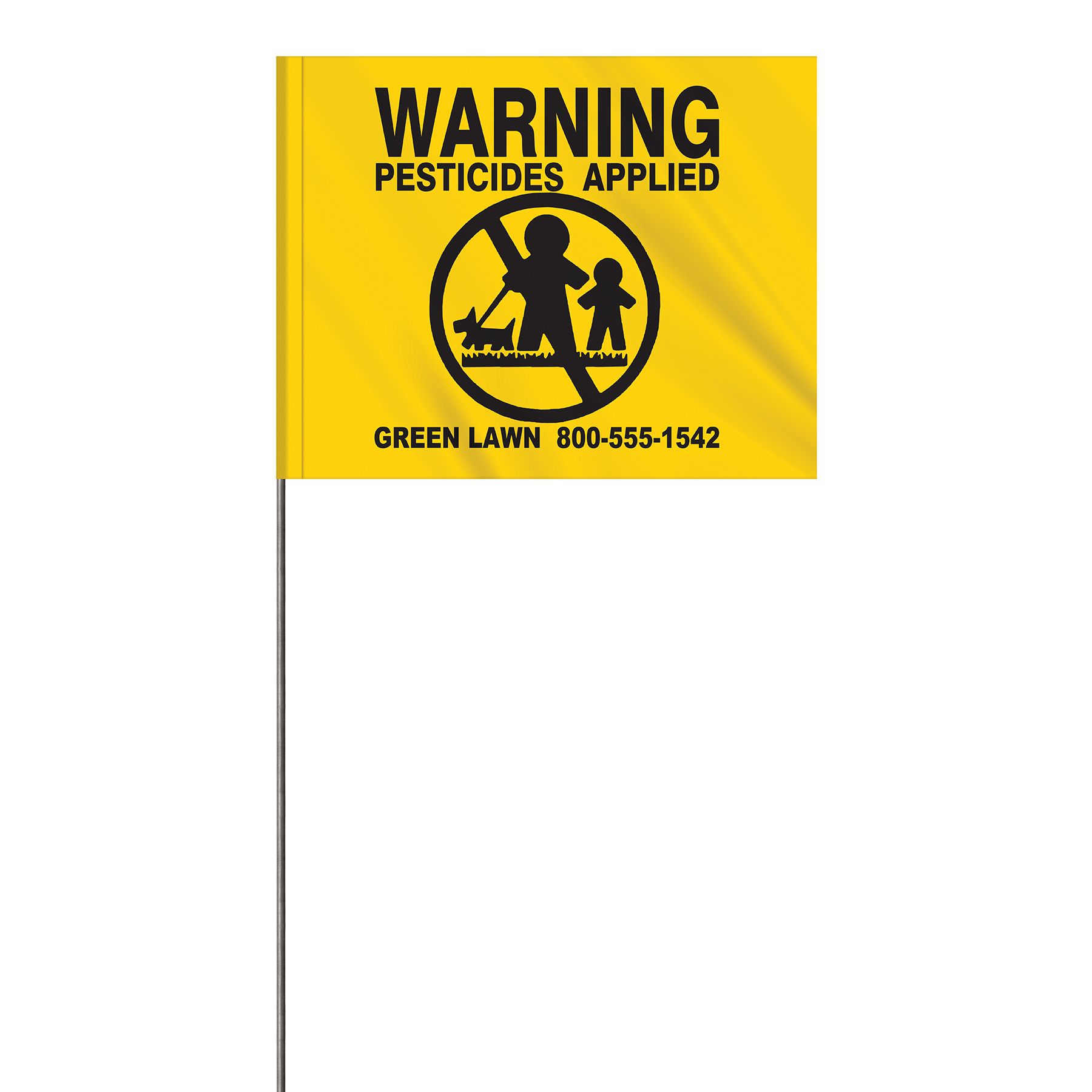 1-Color 4" x 5" Custom High Gloss Polyethylene Marking Flag with 30" Wire Staff 5