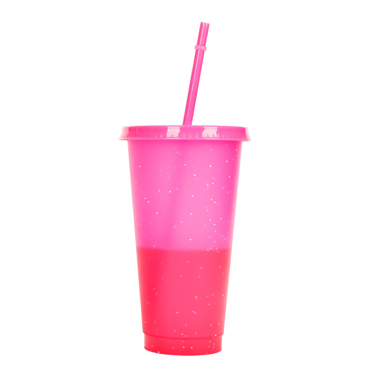 Plastic Color-Changing Cup With Straw 2