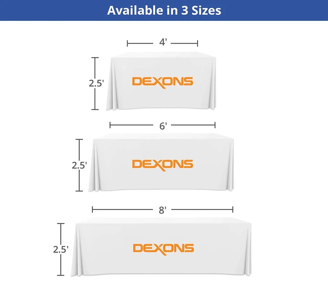 Premium White Table Covers & Throws - 3 sided (8ft x 2.5ft) 1