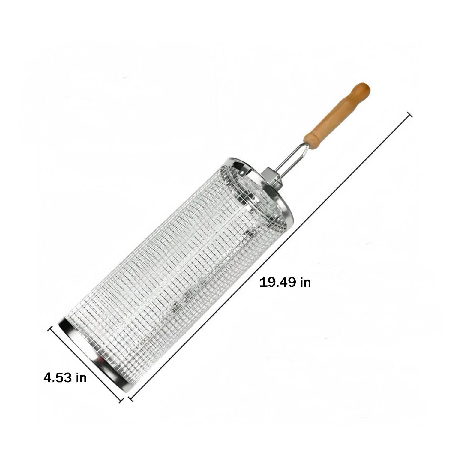 Outdoor Stainless Steel Barbeque Cage w/ Wooden Handle 2