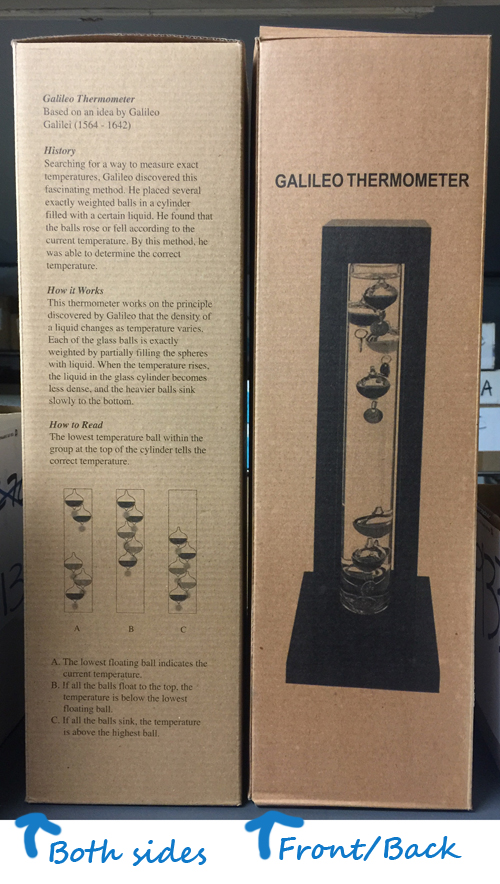 15" Glass Galileo Thermometer in Square Wood Holder 4