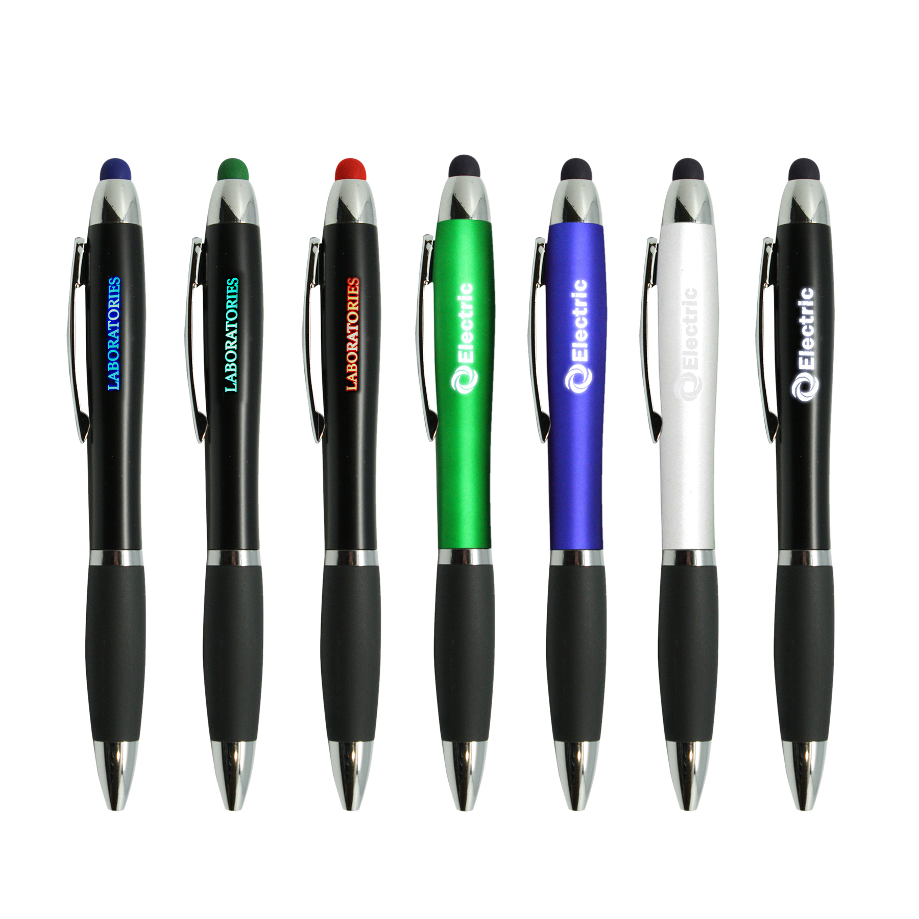 Curvy Plastic twist Stylus Pen w/Light UP Engraving 7
