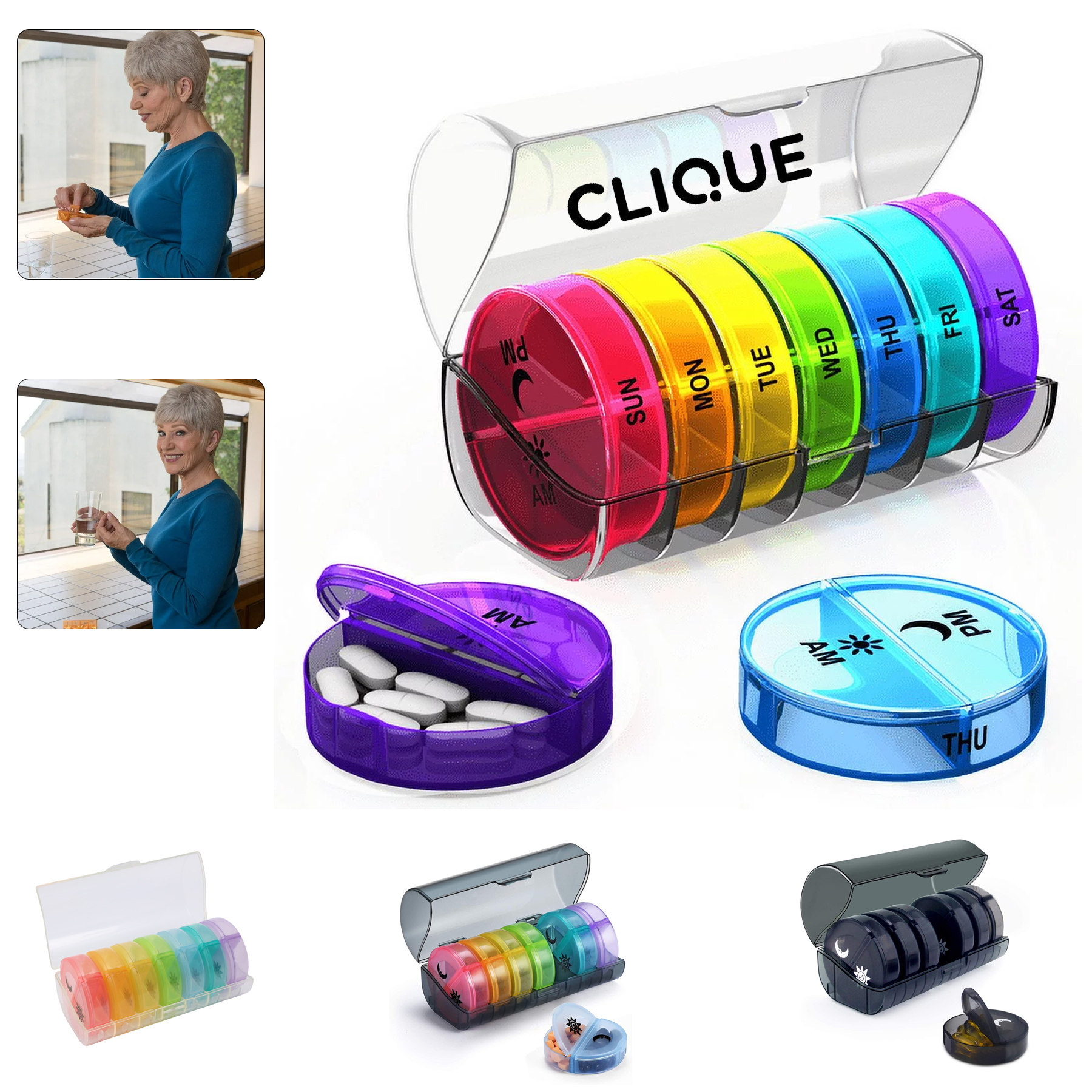 Small 7 Day Weekly Tower Pill Box Organizer 2