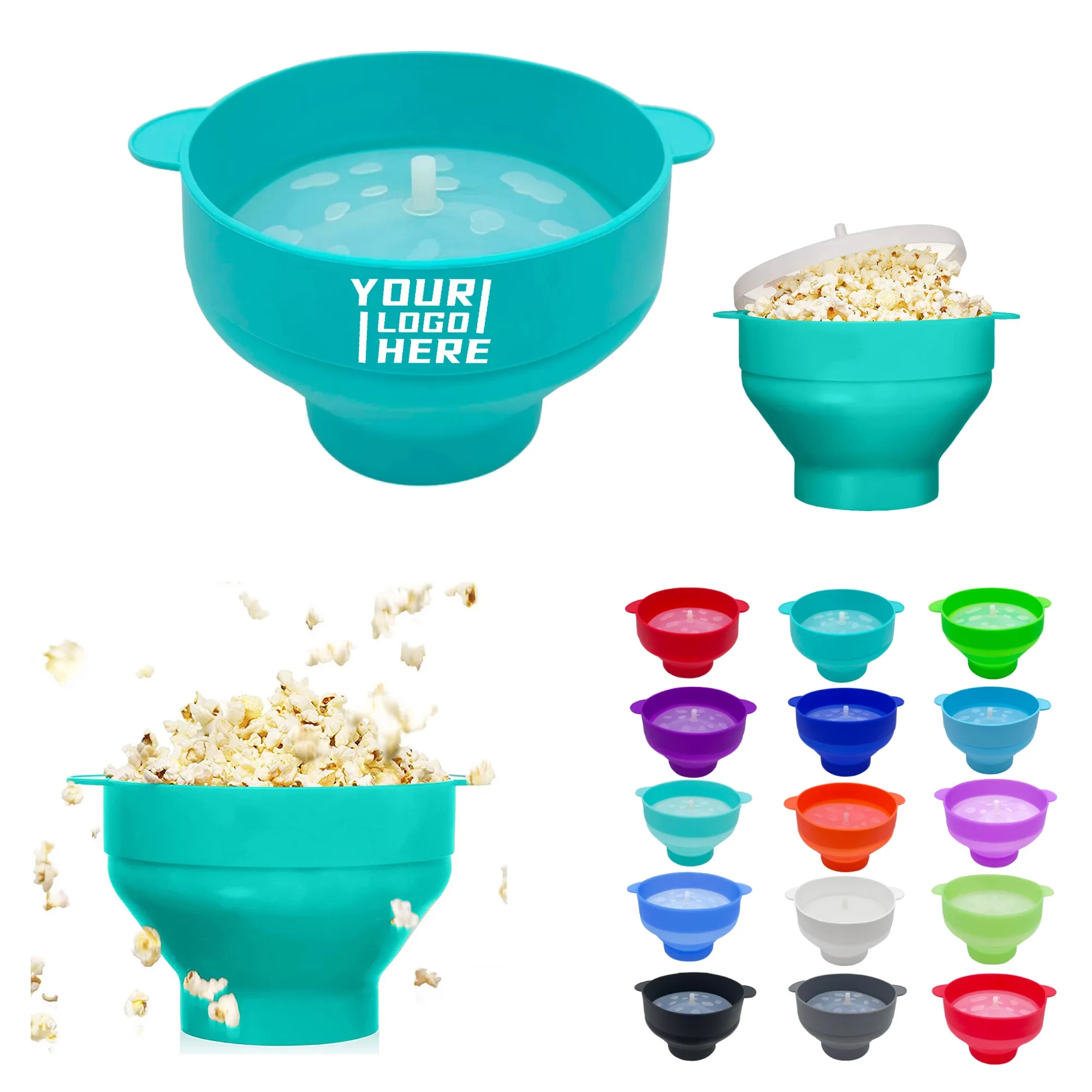 Silicone Microwave Popcorn Bucket With Lid 1
