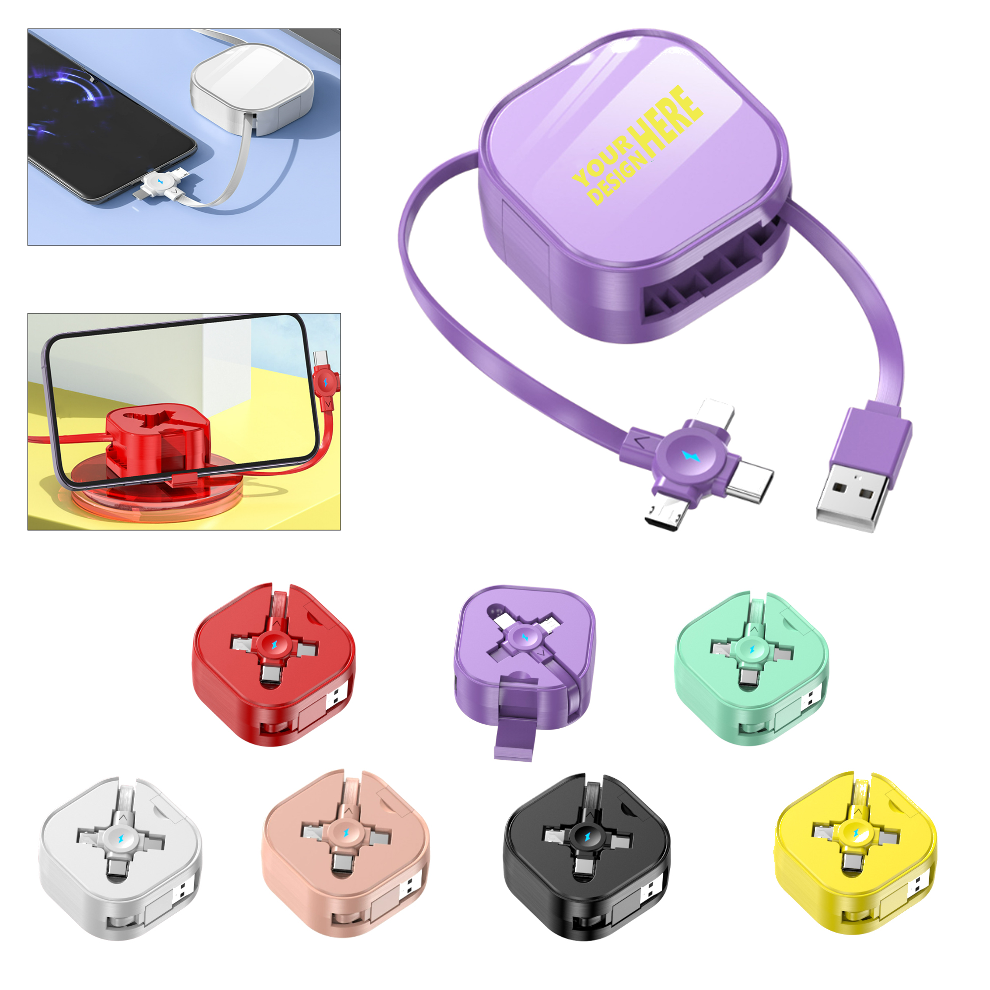 Portable Retractable 3-In-1 Data Cable 2