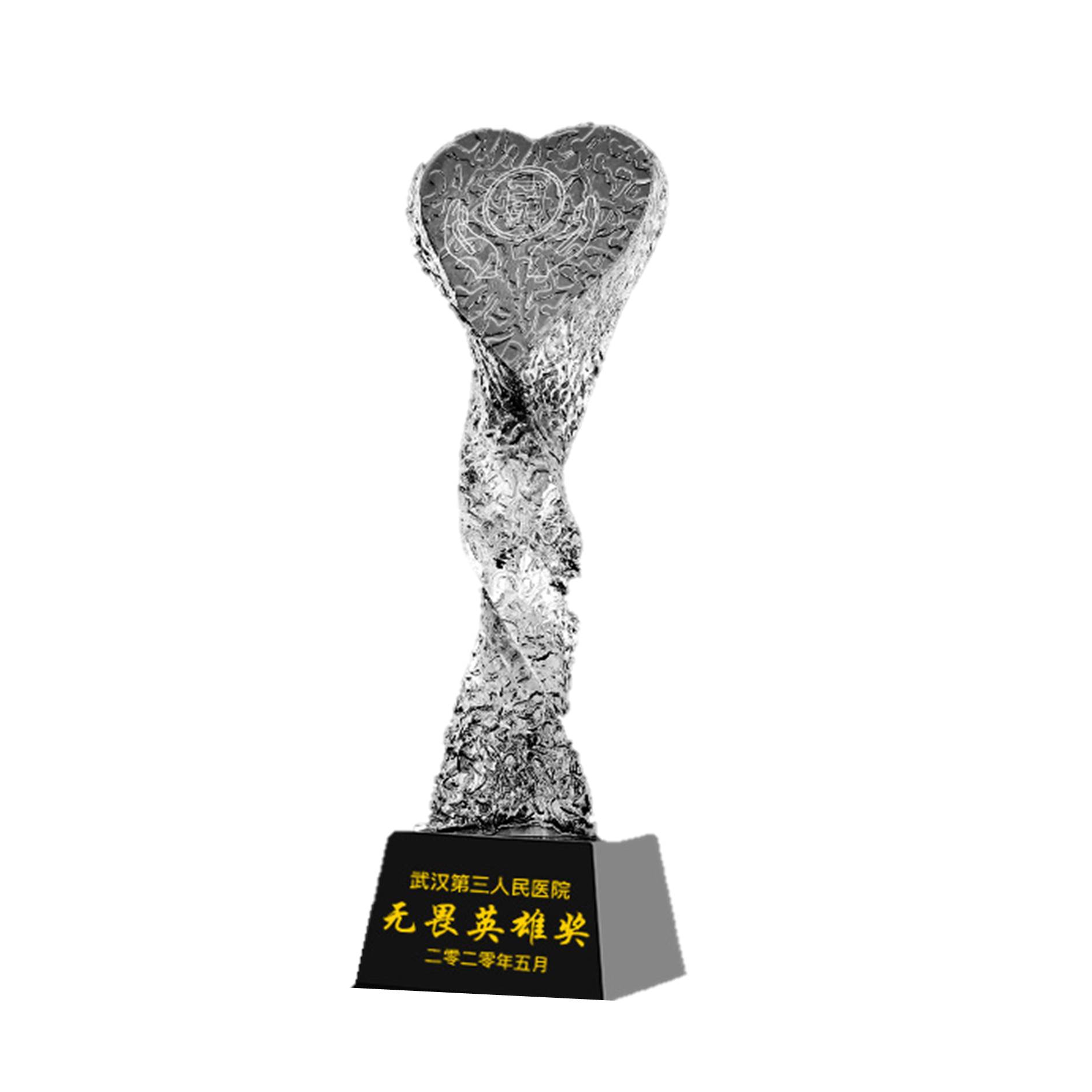 Heart Shape Twisted Column Crystal Trophy With Resin Base 1