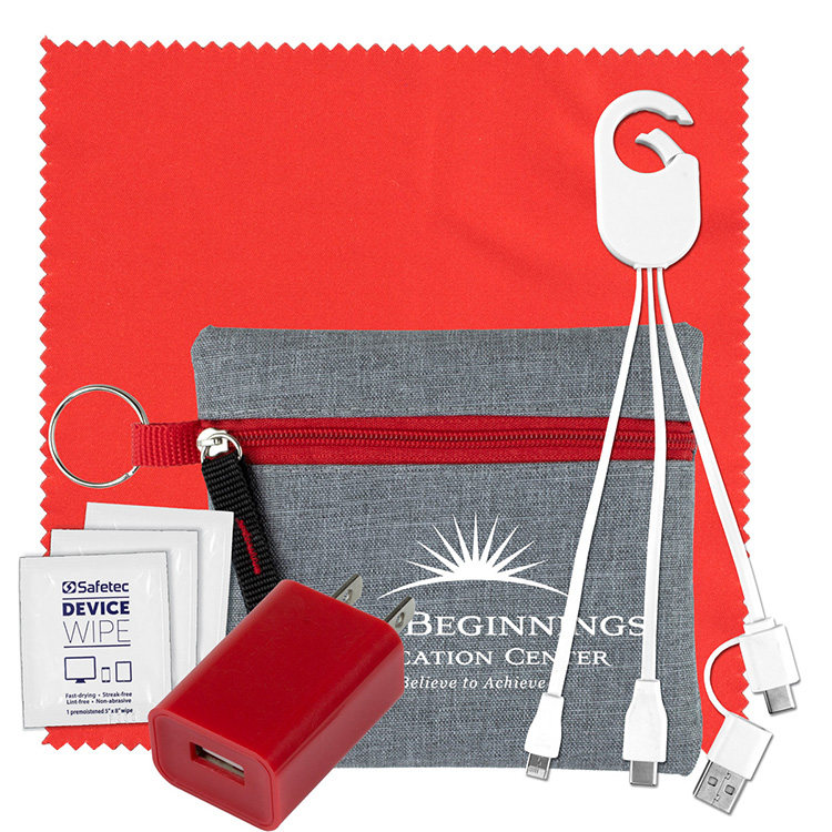 "Sundale" Mobile Tech Kit Charging Cables, Microfiber & Charging Cables in Zipper Kit 2