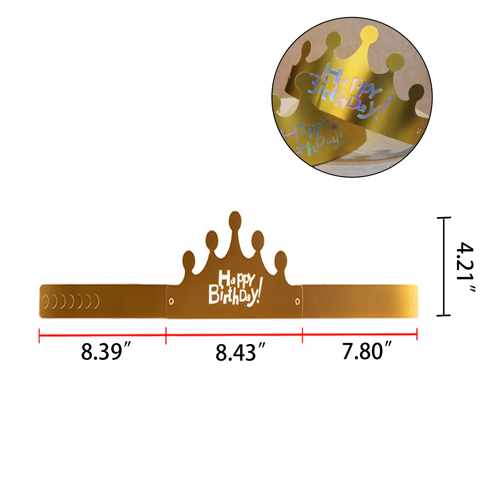 MOQ:500pcs Adjustable Foil Paper Crowns 2