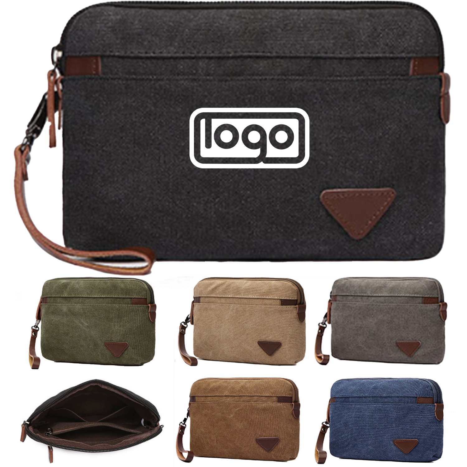 Men's Canvas Casual Zipper Wristlet Clutch Bag 4