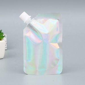 Holographic Plastic Stand Up Spout Pouch Packaging Bag 3