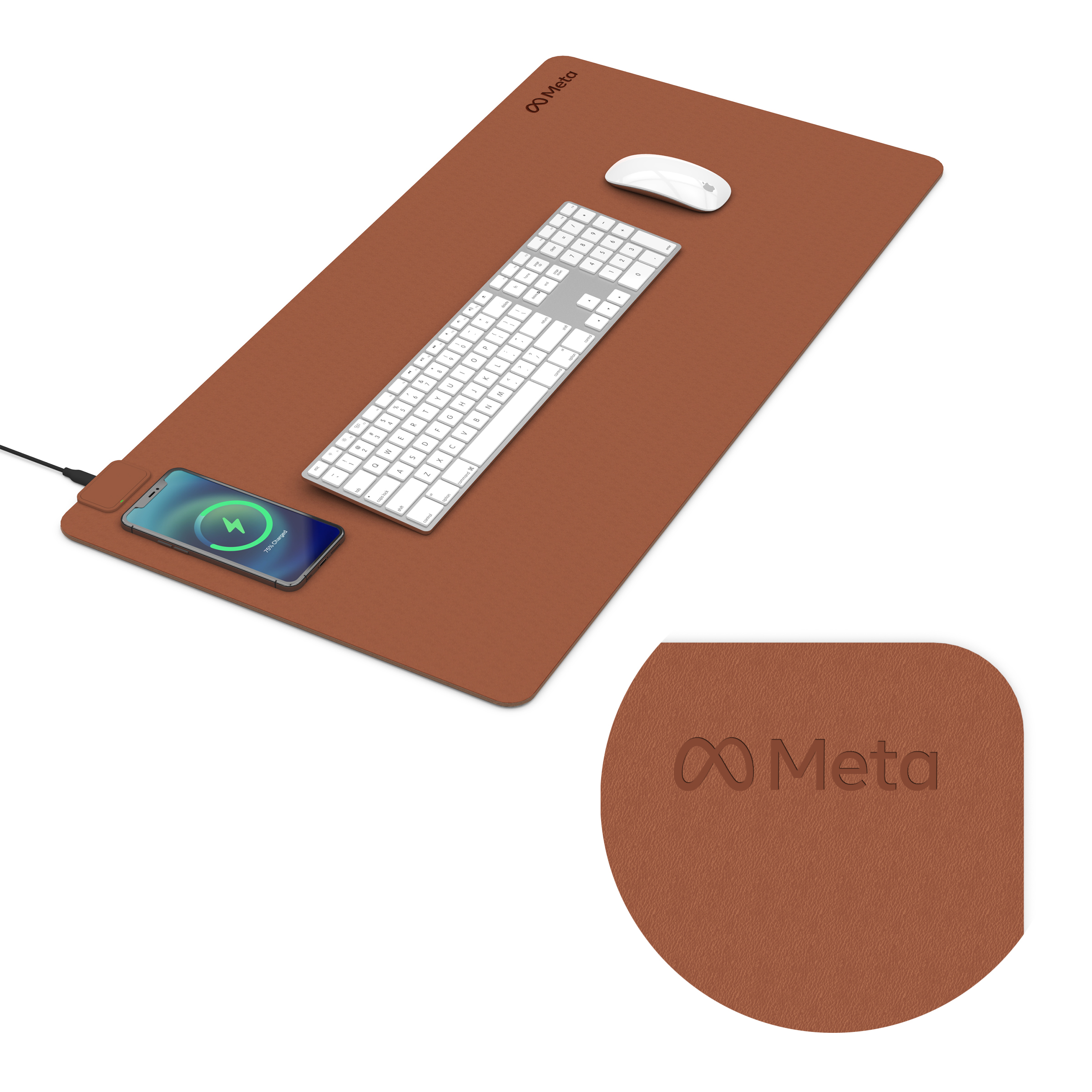 DeskShield Charge: Desk Mat & Wireless Charger (COGNAC) 5