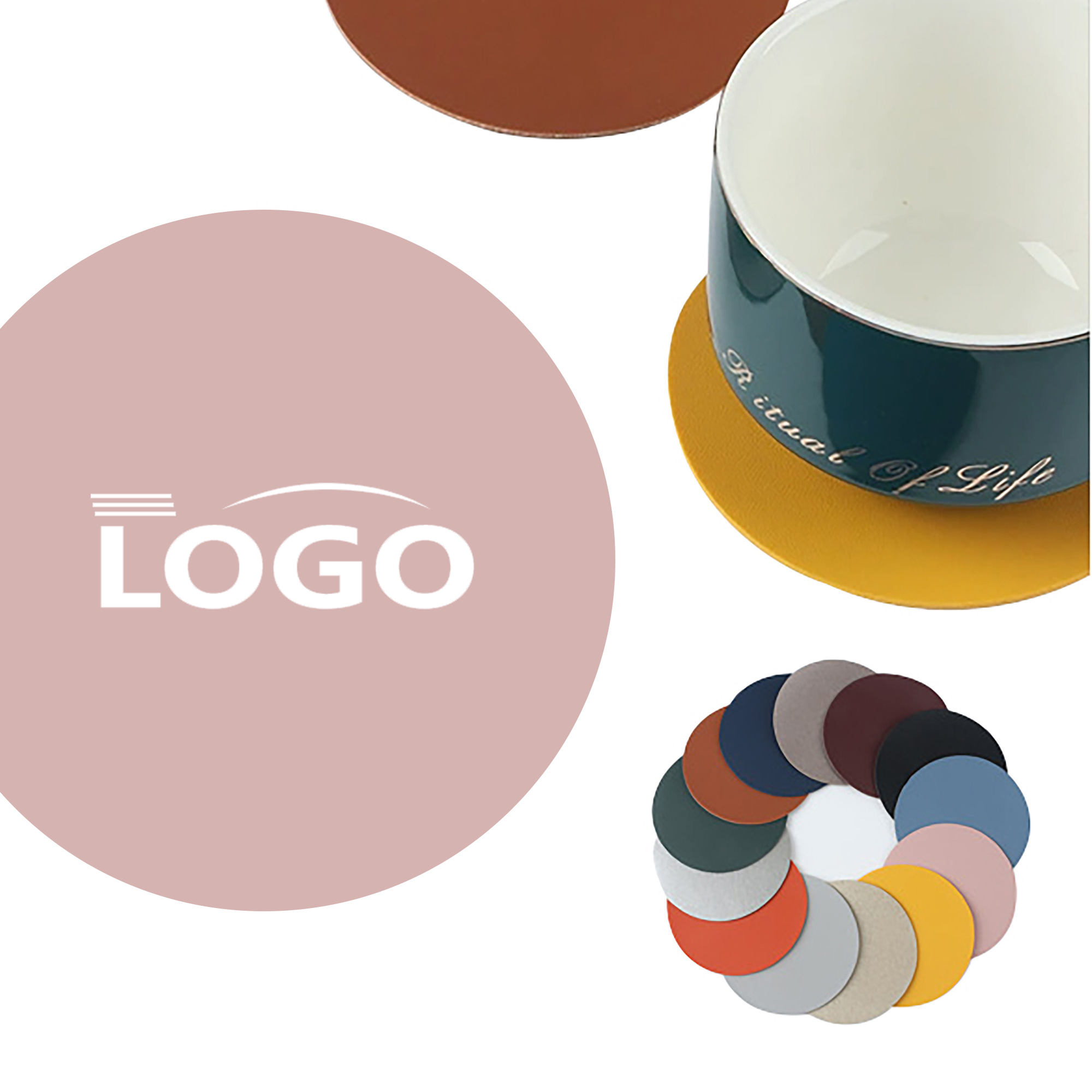 Round PU Leather Coaster 1