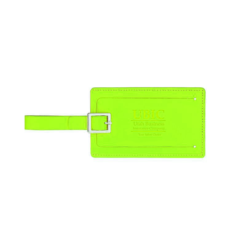 Traveler Bond Leather Luggage Tag - Lime Green