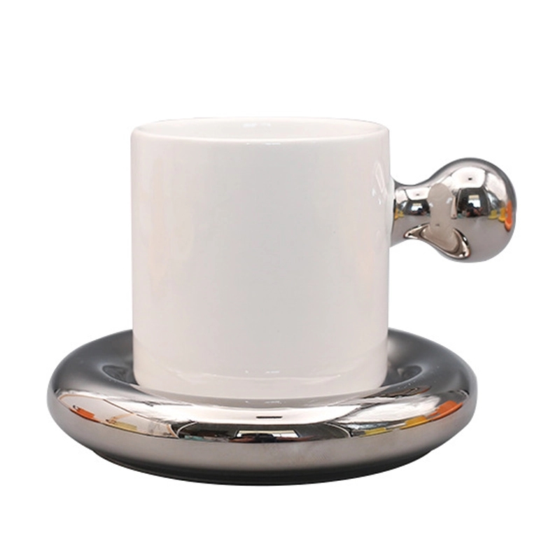 Custom 8.4 OZ. Ceramic Tea Cup Coffee Mug with Saucer Set 6