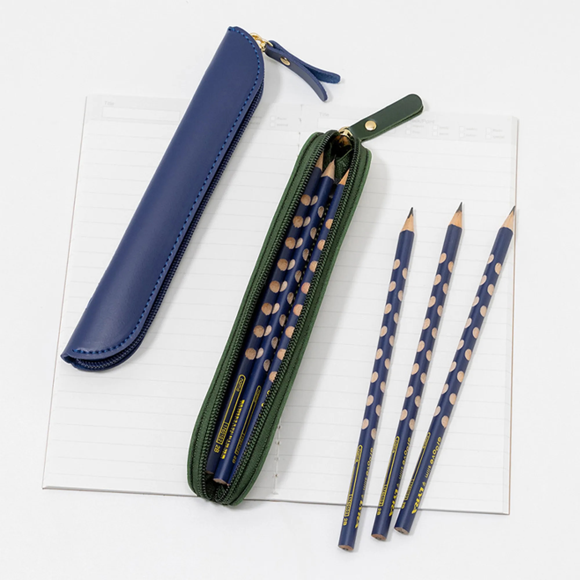 Leather Solid-Color Pencil Case 8