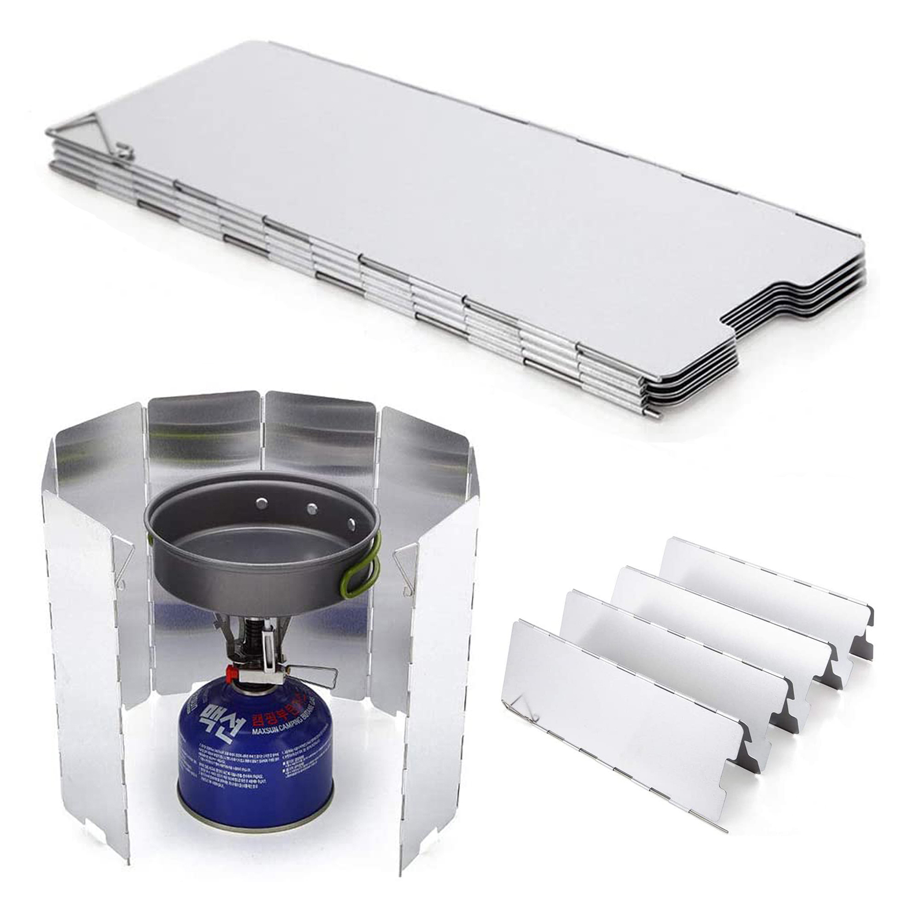 Outdoor 8 Plates Foldable Camping Stove Windshield 4