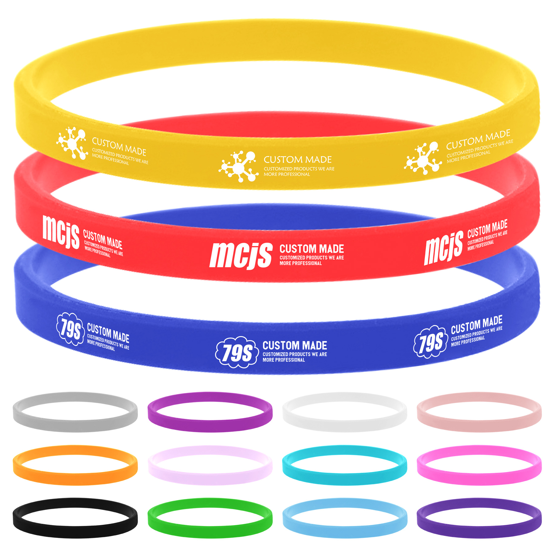 1/4"W Silicone Bracelets 13