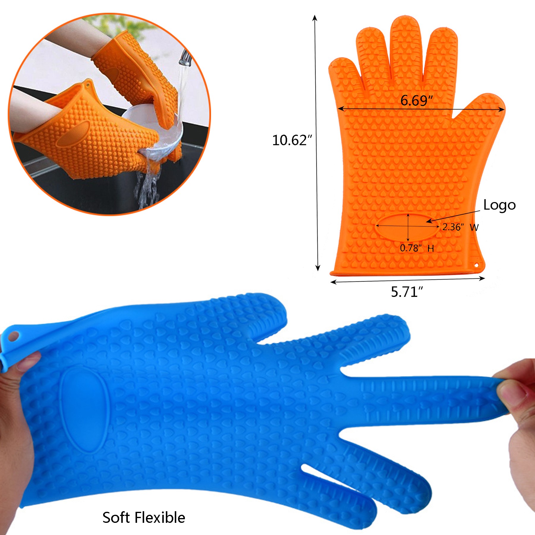 Silicone Oven Gloves Mitts for Safe 5