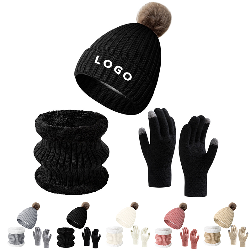 Knit Winter Accessory Set: Hat, Scarf & Touchscreen Gloves 3