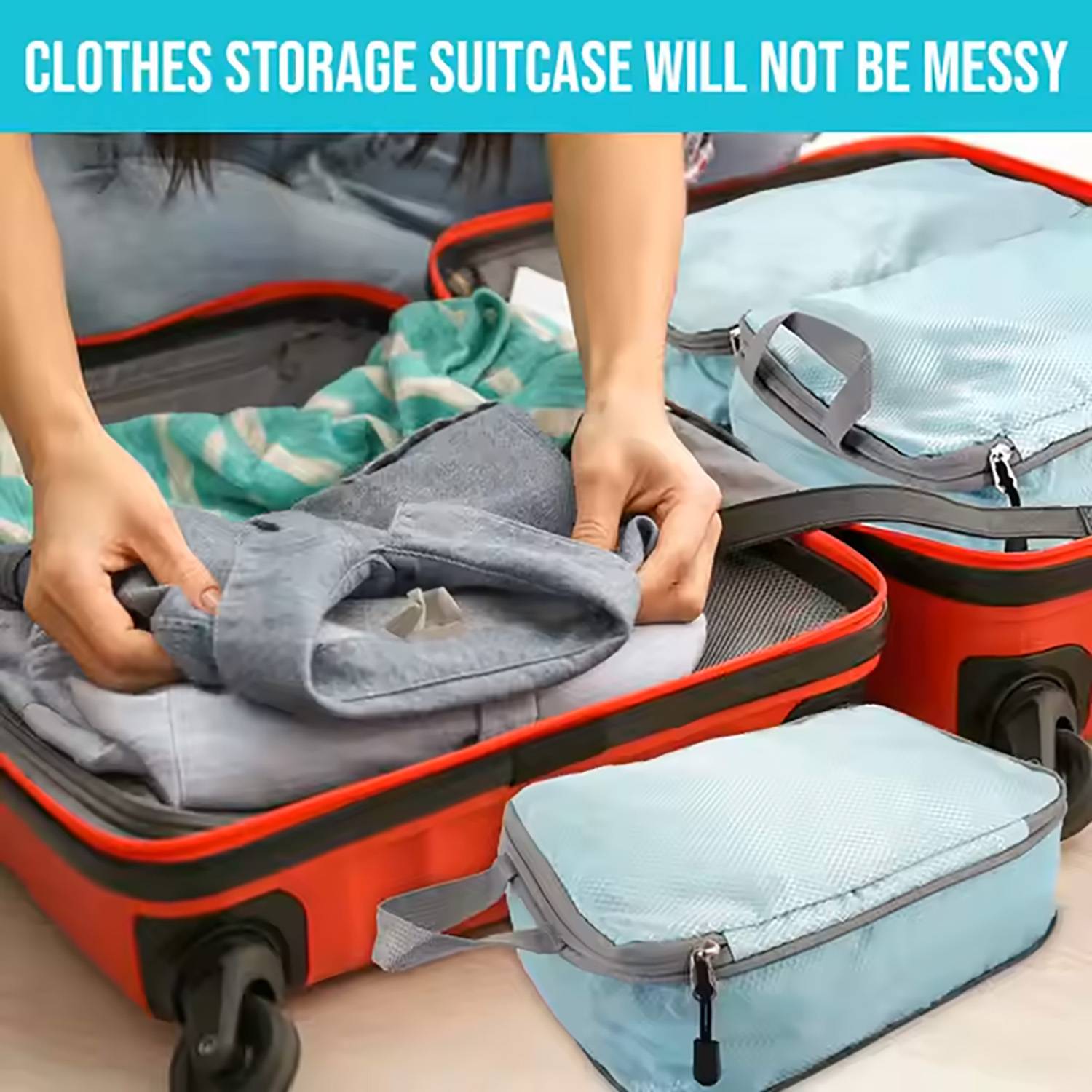 4-Piece Set of Packing Cubes Compression Bags 7