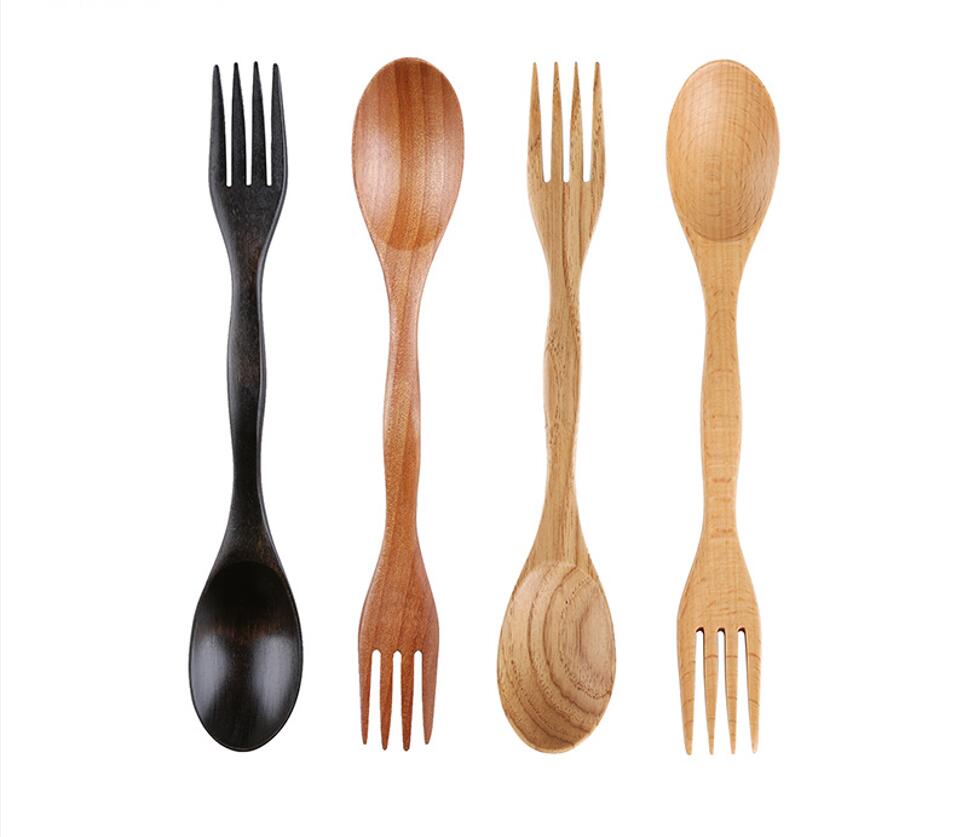 2 in 1 Wood Spoon and Fork 2