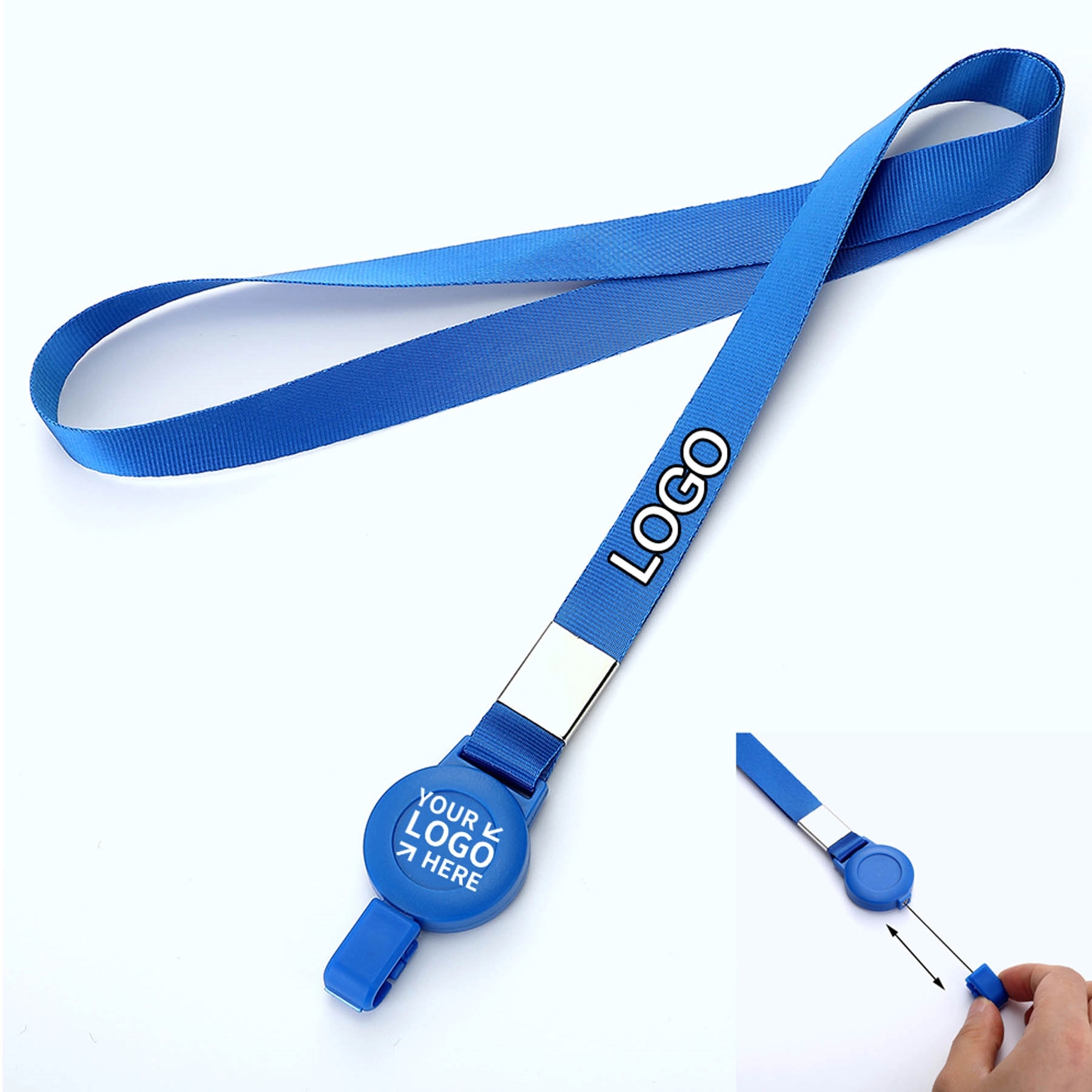 Adjustable Polyester Lanyard with Retractable Badge Reel Hol 2