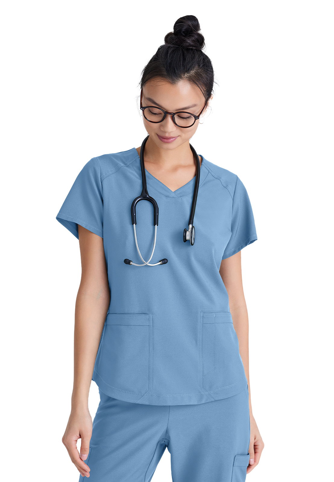 Grey's Anatomy Evolve Stretch - Women's Two-Pocket V-Neck Rhythm Scrub Top 1