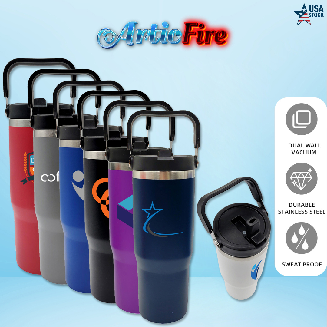 ArticFire 30oz Stainless Steel Tumbler with Handle & Built-In Straw 5