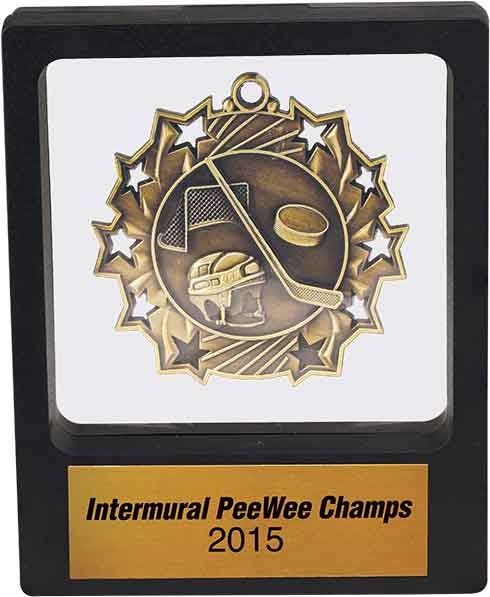 Plastic Illusion Window Medal Presentation Box with Engraved Plate 2