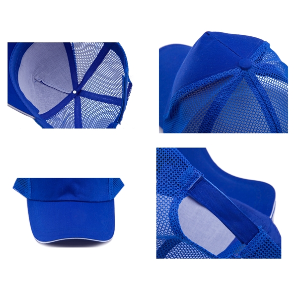 Stock Poly Cotton 5 Panel Mesh Back Cap, Hook and Loop Fastener 7