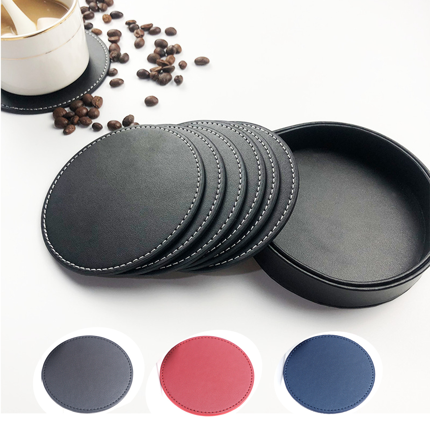 Leather Round Coaster 2