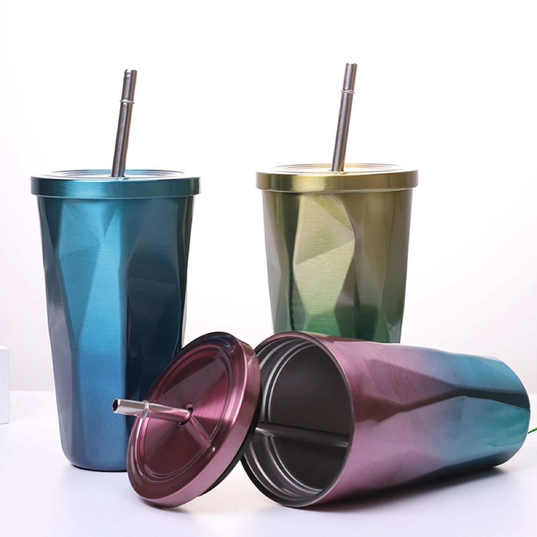 17 oz Irregular Stainless Steel Straw Mug 4