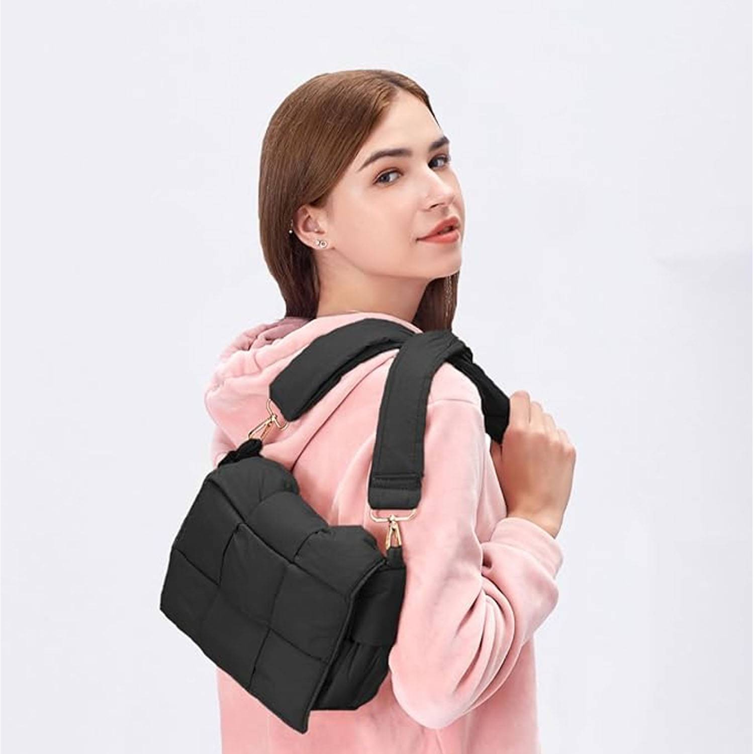 Lightweight Puffer Tote Bag for Women Cute Puffy Purse 1