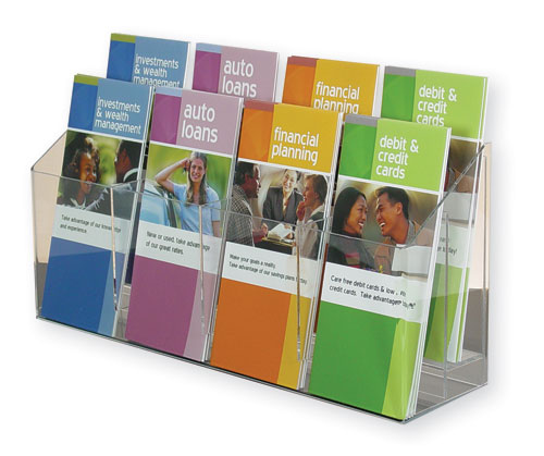 2 tiered 8-pocket Wall Mount Brochure Holder